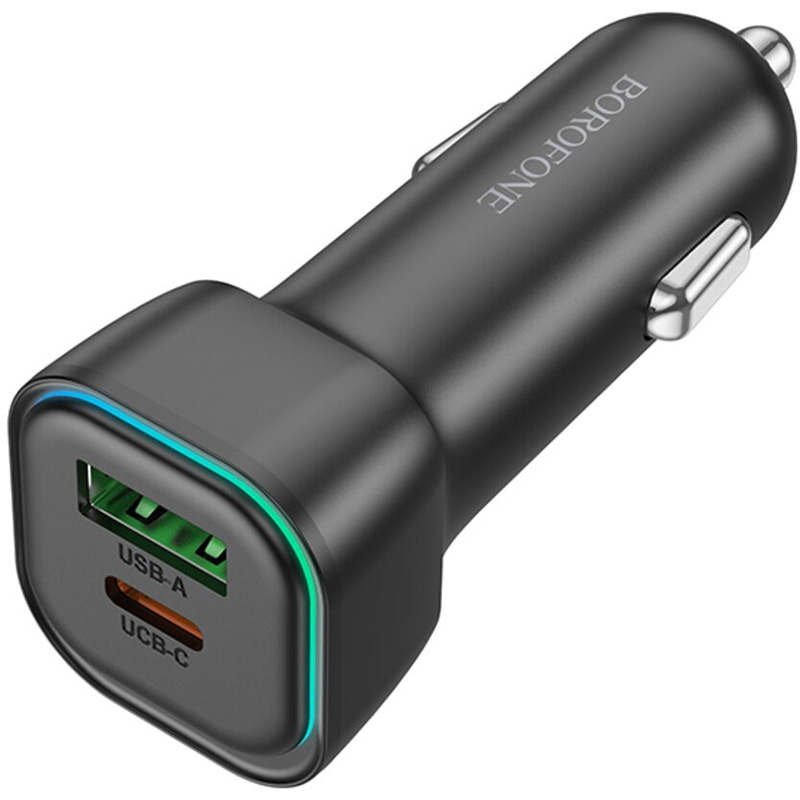 Автомобільний зарядний пристрій BOROFONE BZ28A Trophie 1xUSB-C, 1xUSB-A, PD30W, QC3.0 Black