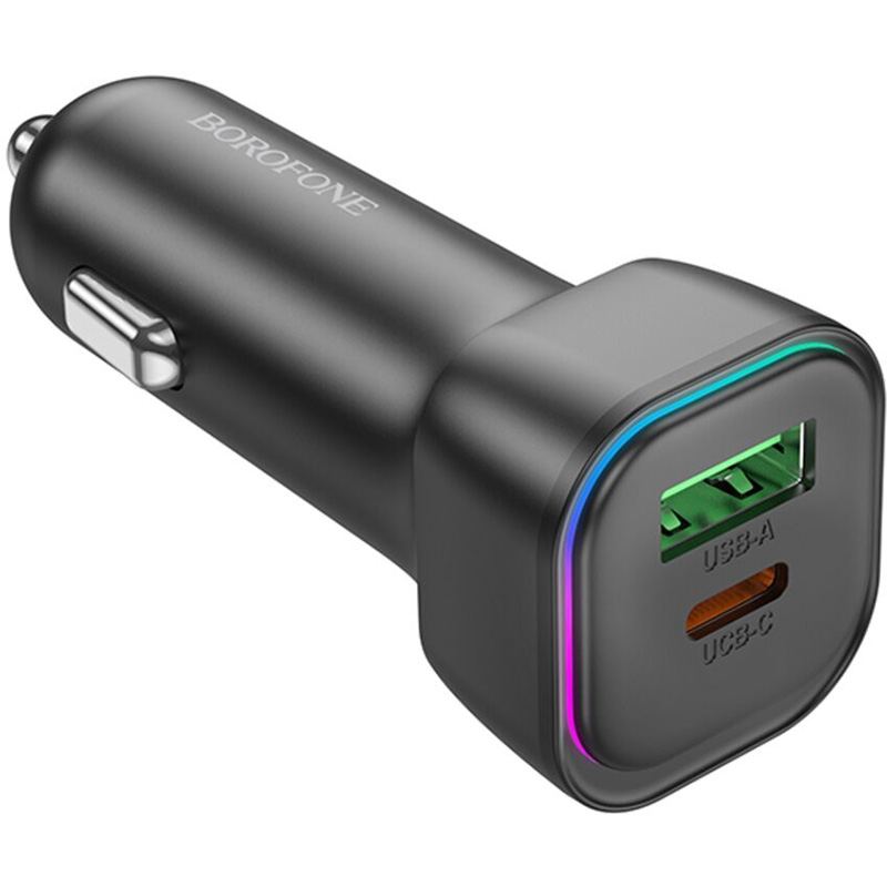 Автомобільний зарядний пристрій BOROFONE BZ28A Trophie 1xUSB-C, 1xUSB-A, PD30W, QC3.0 Black