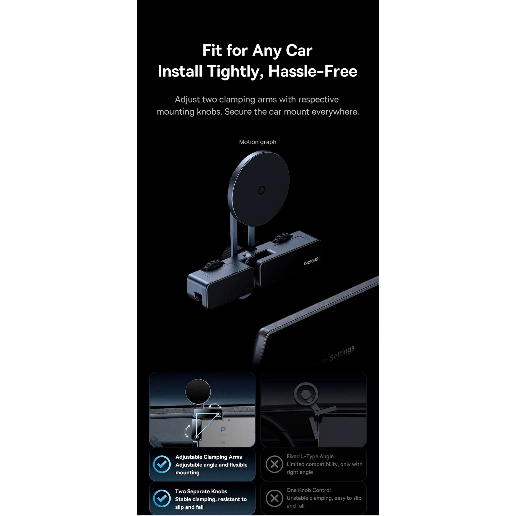 Автотримач для смартфона BASEUS MaxView Magnetic Car Mount for In-Vehicle Infotainment Screen Space Gray (C40180701813-00)