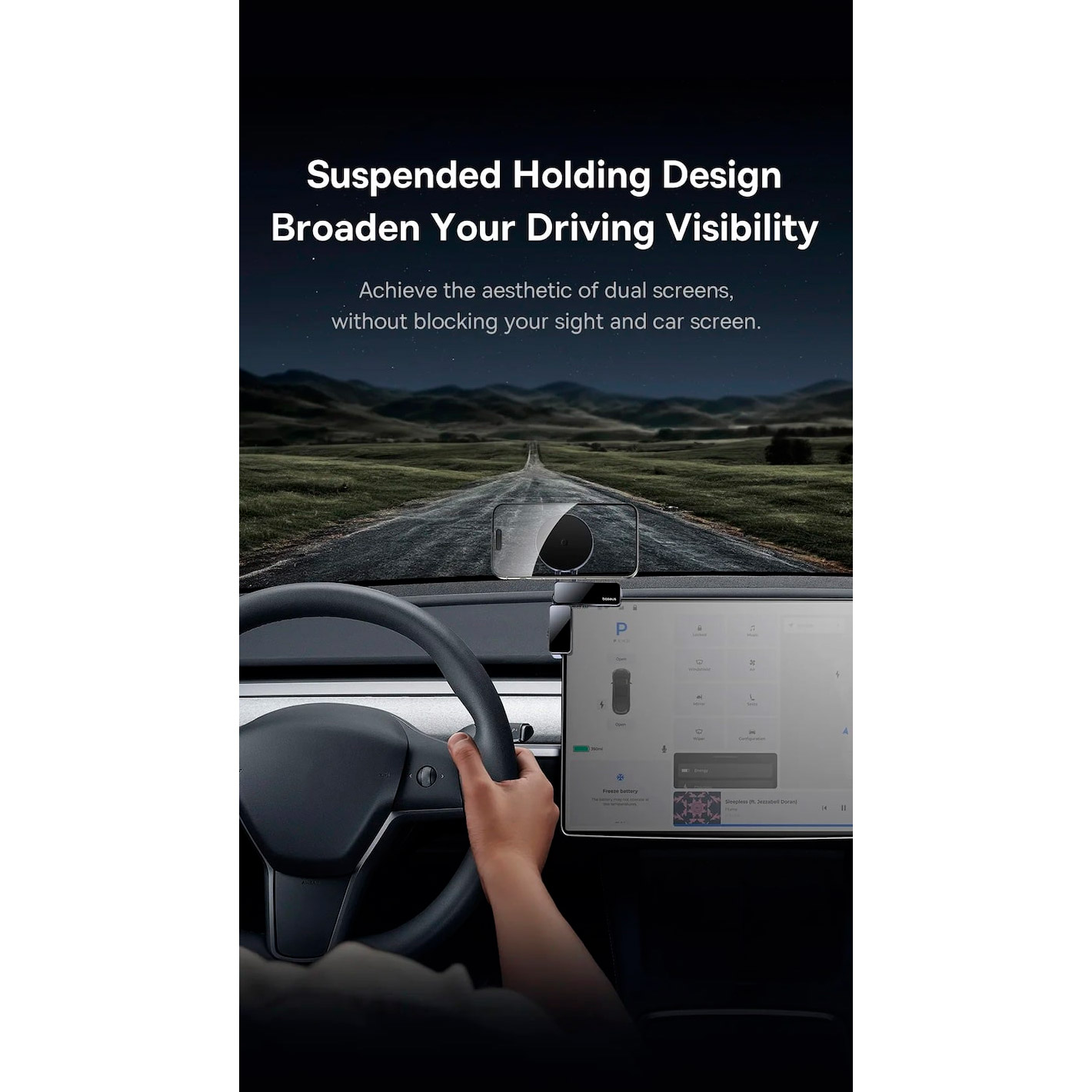 Автотримач для смартфона BASEUS MaxView Magnetic Car Mount for In-Vehicle Infotainment Screen Space Gray (C40180701813-00)