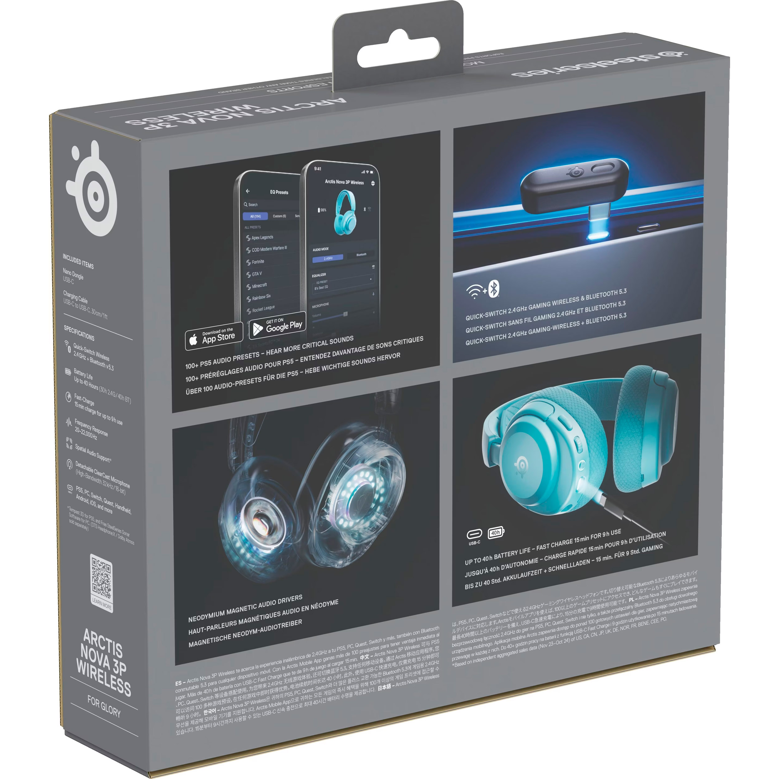 Наушники геймерские STEELSERIES Arctis Nova 3P Wireless Aqua (61688)