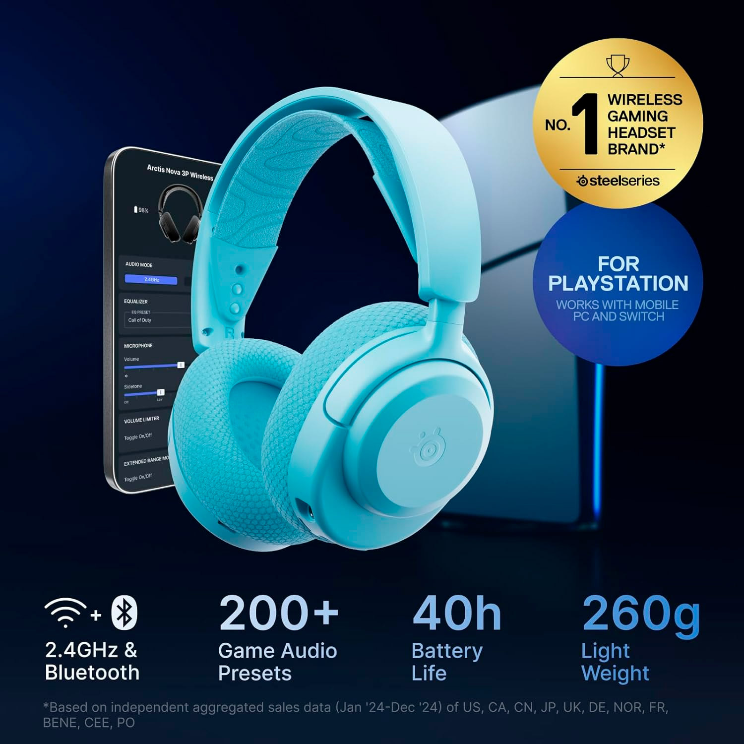 Наушники геймерские STEELSERIES Arctis Nova 3P Wireless Aqua (61688)