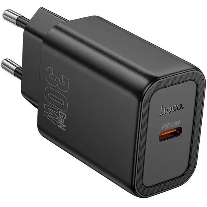 Зарядний пристрій HOCO N62 Gentle GaN 1xUSB-C, PD30W Black (6942007644297)