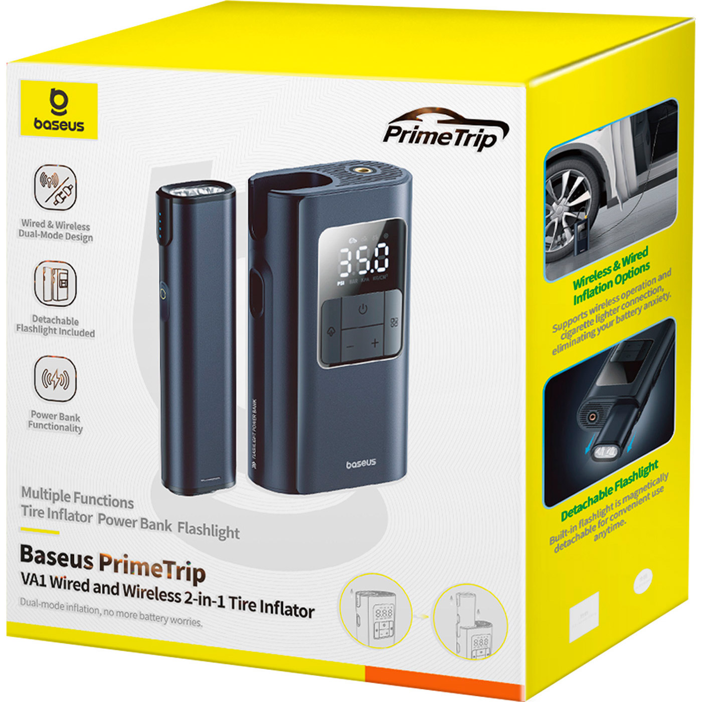 Портативний насос BASEUS PrimeTrip VA1 Wired and Wireless 2-in-1 Tire Inflator Cosmic Black (C11169001121-00)