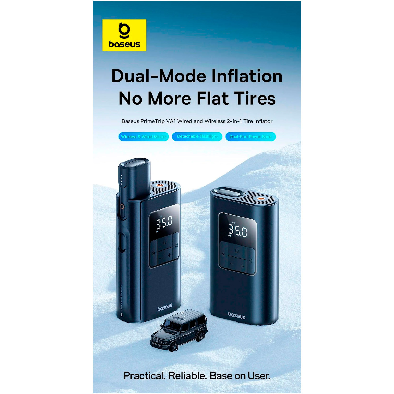 Портативний насос BASEUS PrimeTrip VA1 Wired and Wireless 2-in-1 Tire Inflator Cosmic Black (C11169001121-00)