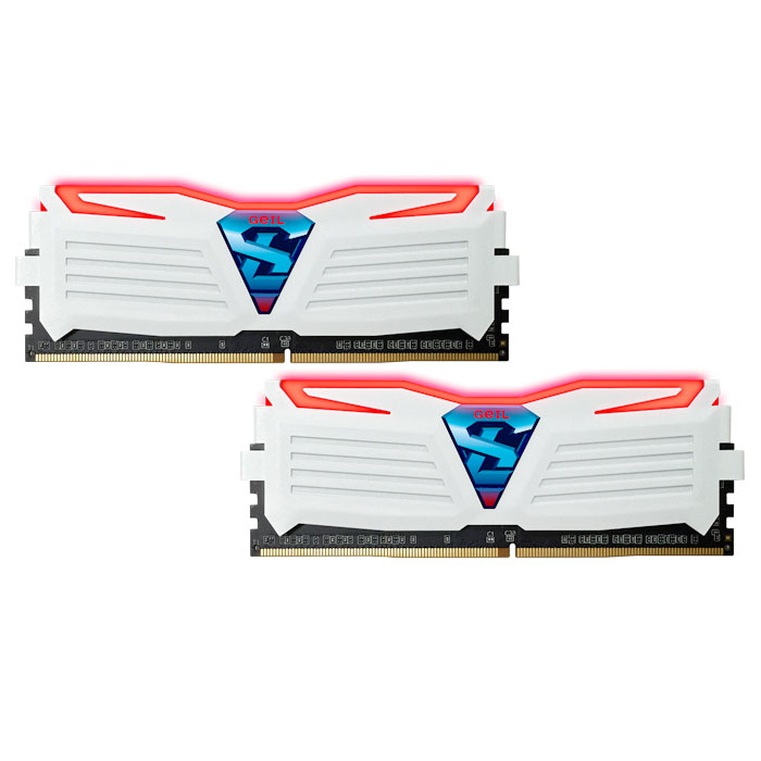 Модуль памяти GEIL Super Luce Frost White with Red LED DDR4 2400MHz 8GB Kit 2x4GB (GLWR48GB2400C16DC)