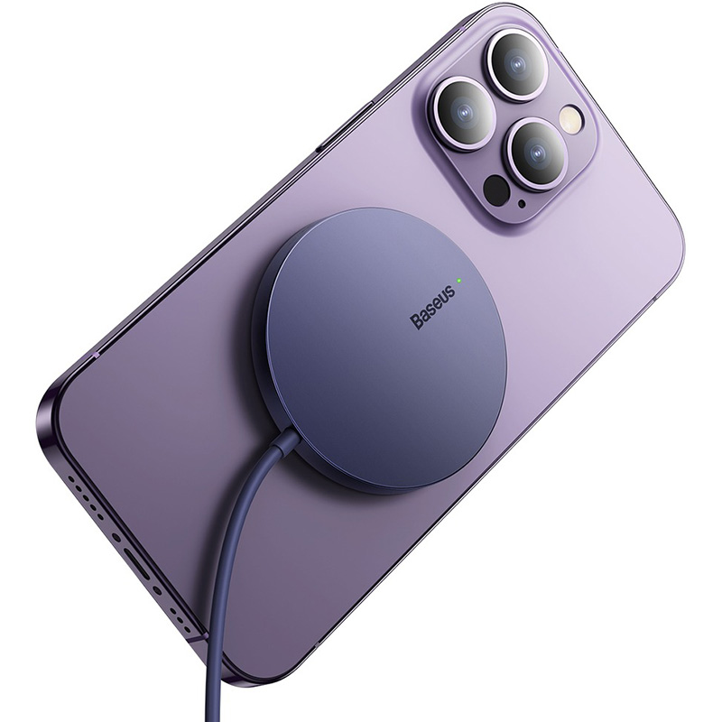 Бездротовий зарядний пристрій BASEUS Simple Mini3 Magnetic Wireless Charger 15W Dusty Purple (CCJJ040205)