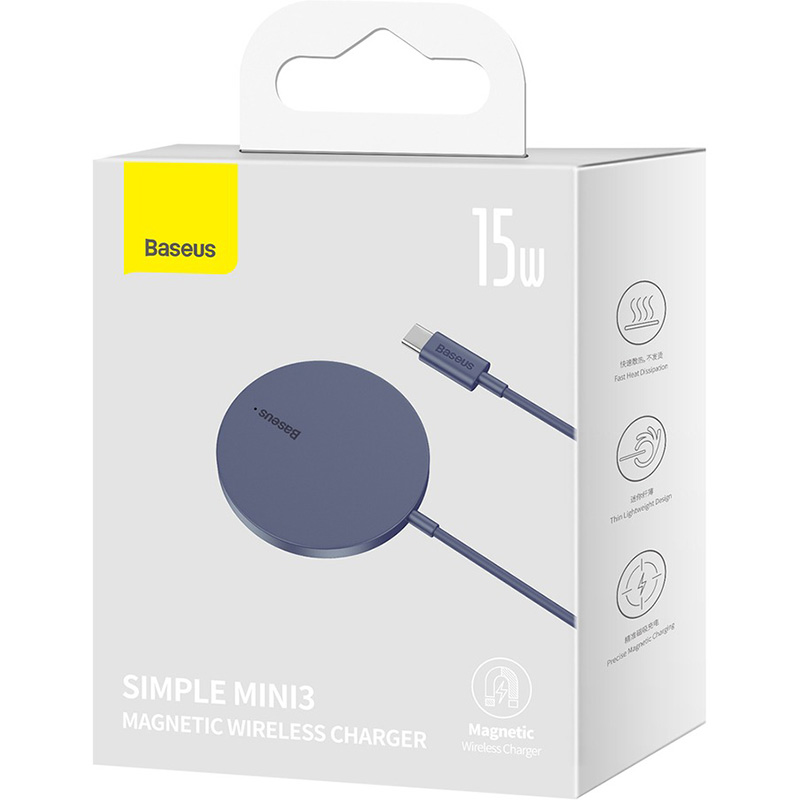 Бездротовий зарядний пристрій BASEUS Simple Mini3 Magnetic Wireless Charger 15W Dusty Purple (CCJJ040205)