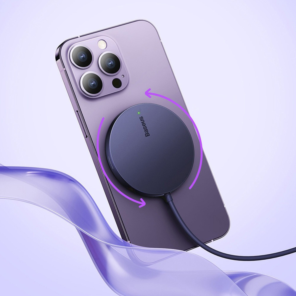 Бездротовий зарядний пристрій BASEUS Simple Mini3 Magnetic Wireless Charger 15W Dusty Purple (CCJJ040205)