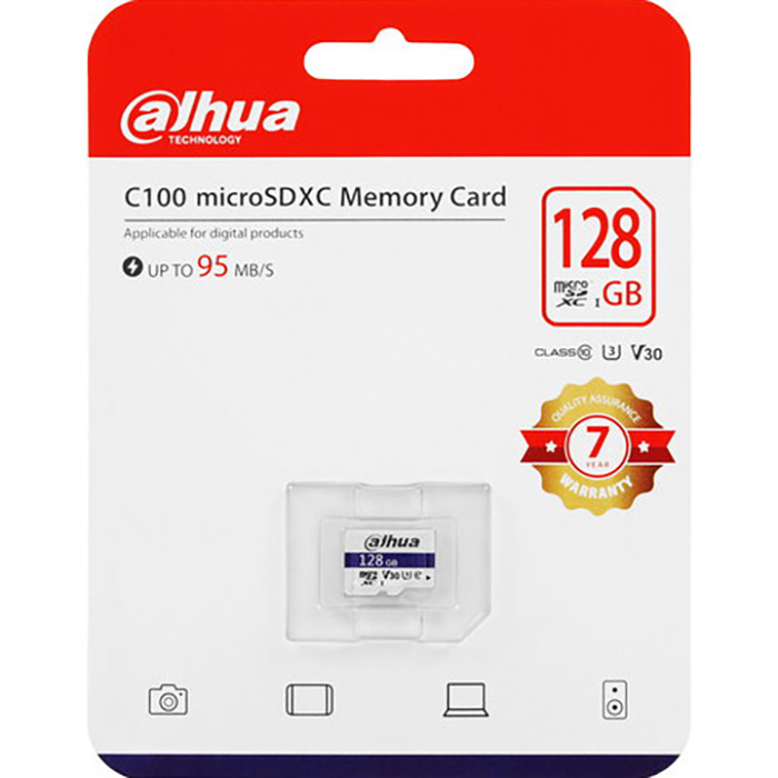 Карта пам'яті DAHUA microSDXC 128GB UHS-I U3 V30 Class 10 (DHI-TF-C100/128GB)