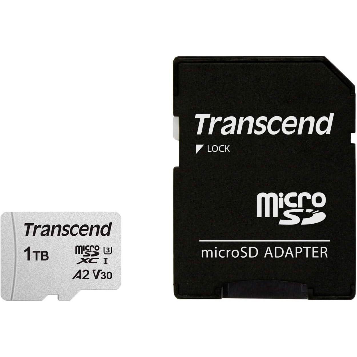 Карта пам'яті TRANSCEND microSDXC 300S 1TB UHS-I U3 V30 A2 Class 10 + SD-adapter (TS1TUSD300S-A)