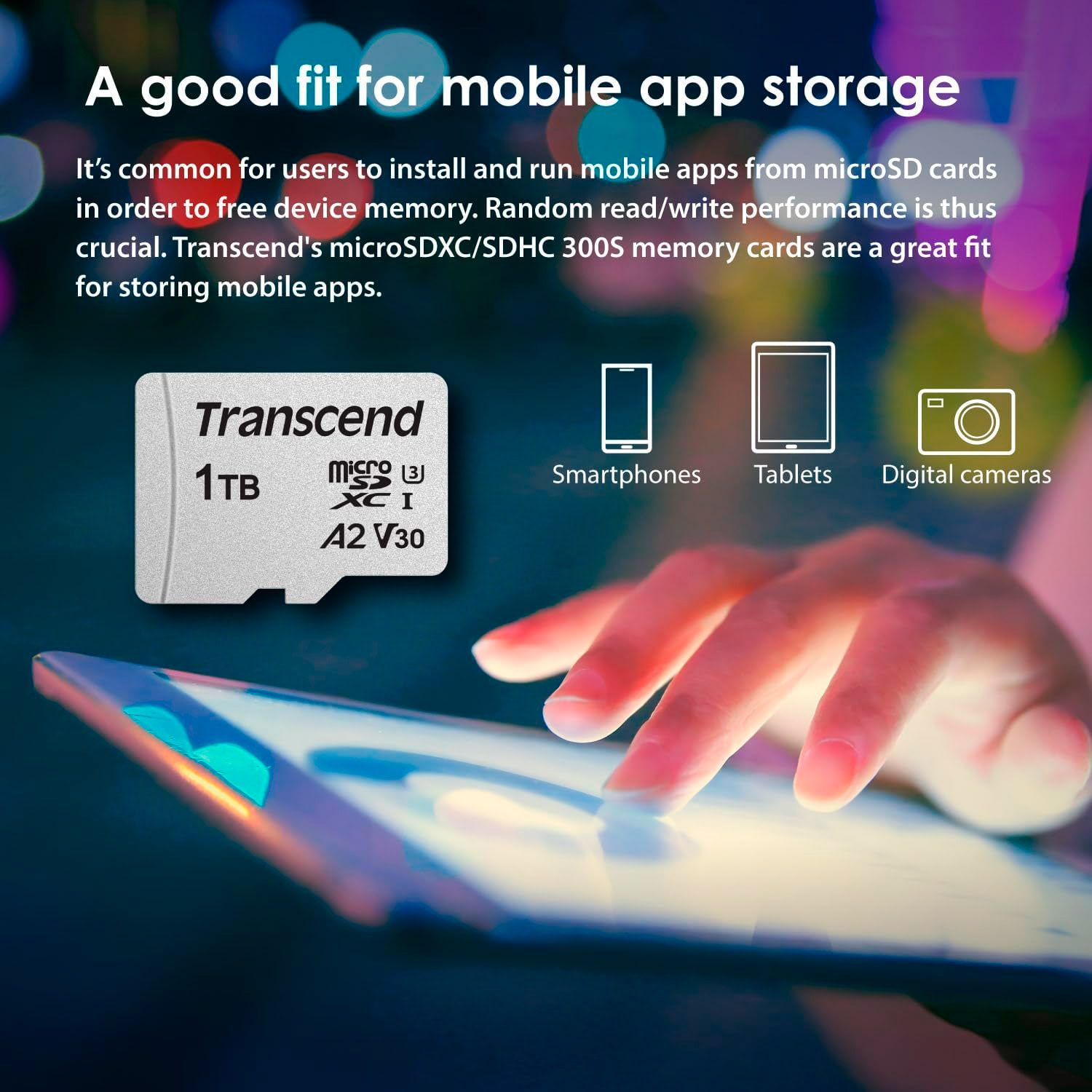 Карта пам'яті TRANSCEND microSDXC 300S 1TB UHS-I U3 V30 A2 Class 10 + SD-adapter (TS1TUSD300S-A)