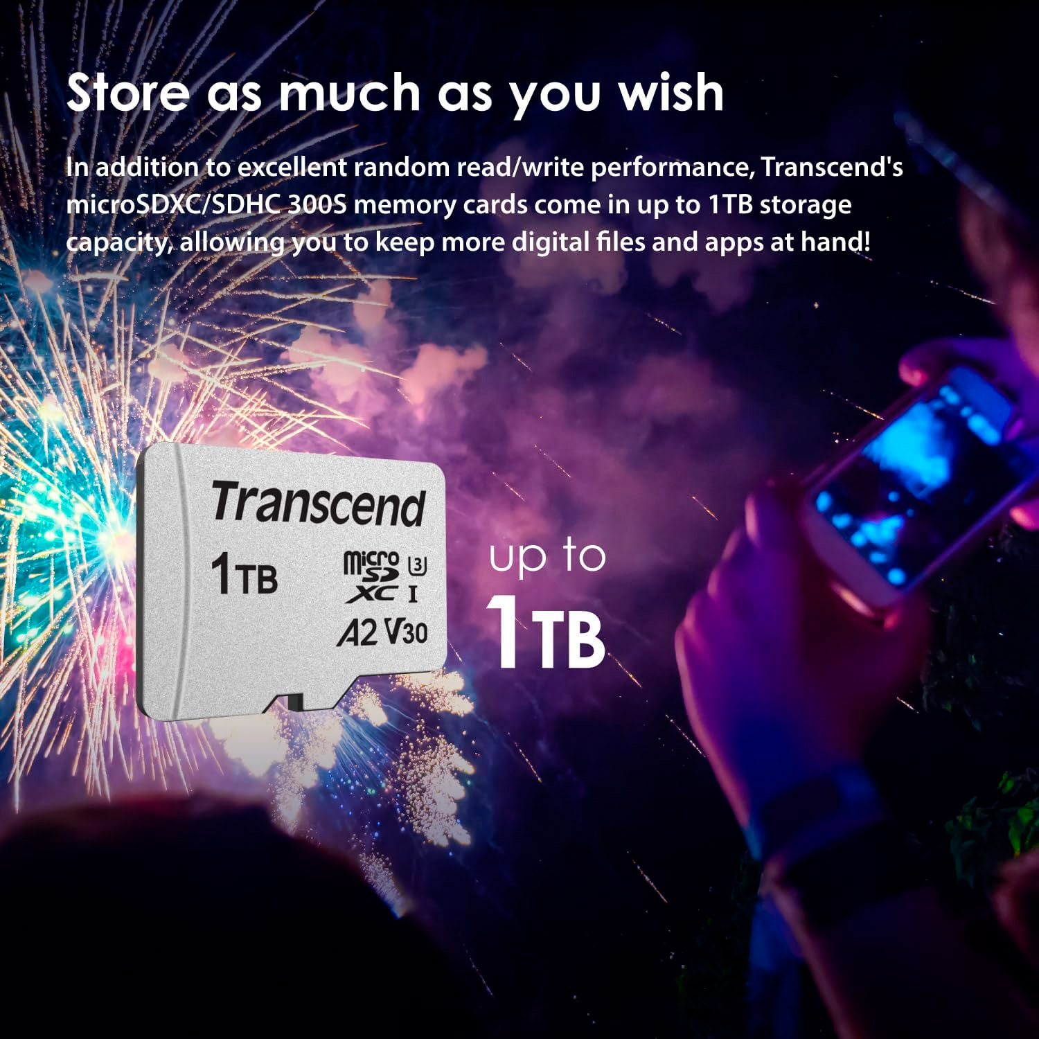 Карта пам'яті TRANSCEND microSDXC 300S 1TB UHS-I U3 V30 A2 Class 10 + SD-adapter (TS1TUSD300S-A)