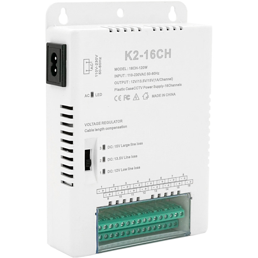 Адаптер питания с регулировкой напряжения VOLTRONIC 12V-10A/16CH