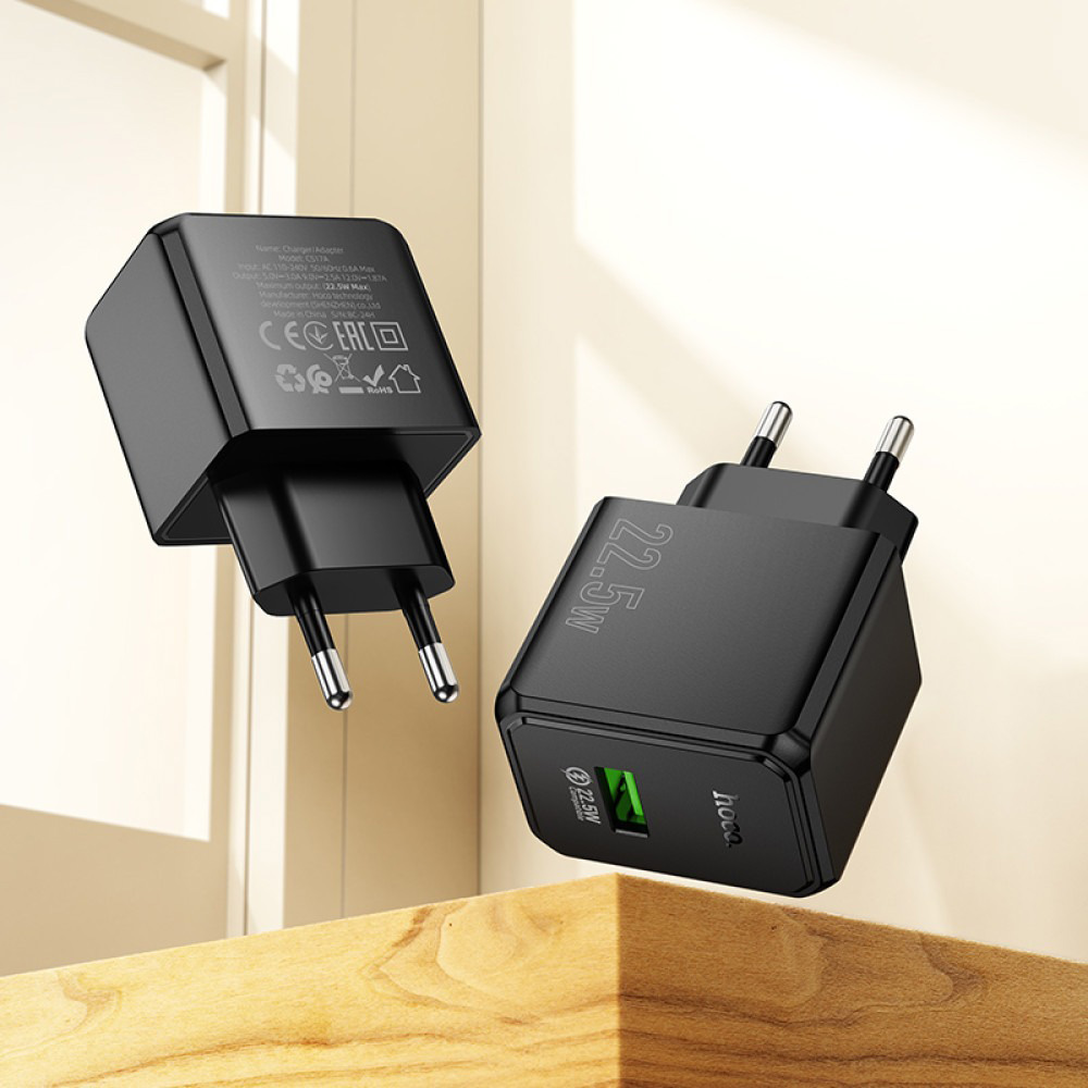 Зарядное устройство HOCO CS17A Wish 1xUSB-A, QC3.0 Black (HOCO CS17A/W)