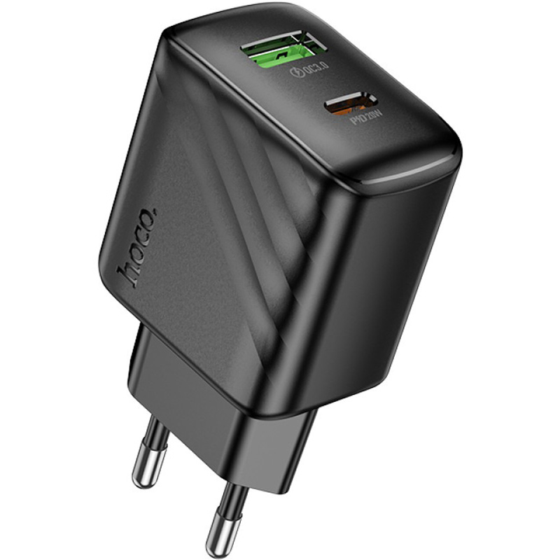 Зарядний пристрій HOCO CS25A Rico 1xUSB-C, 1xUSB-A, PD20W, QC3.0 Black (6942007639781)