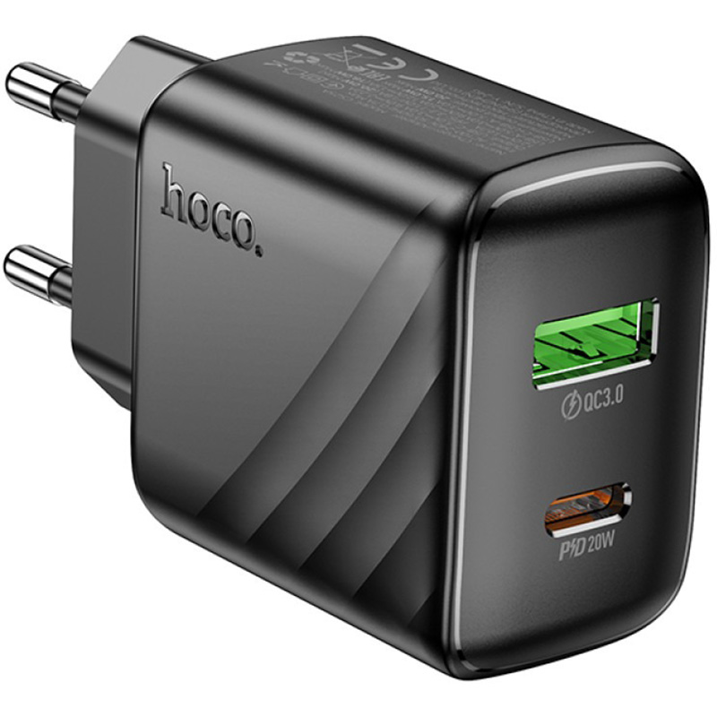 Зарядний пристрій HOCO CS25A Rico 1xUSB-C, 1xUSB-A, PD20W, QC3.0 Black (6942007639781)