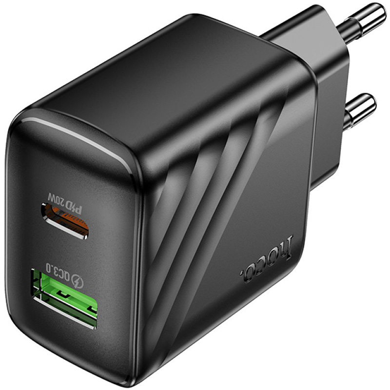 Зарядний пристрій HOCO CS25A Rico 1xUSB-C, 1xUSB-A, PD20W, QC3.0 Black (6942007639781)