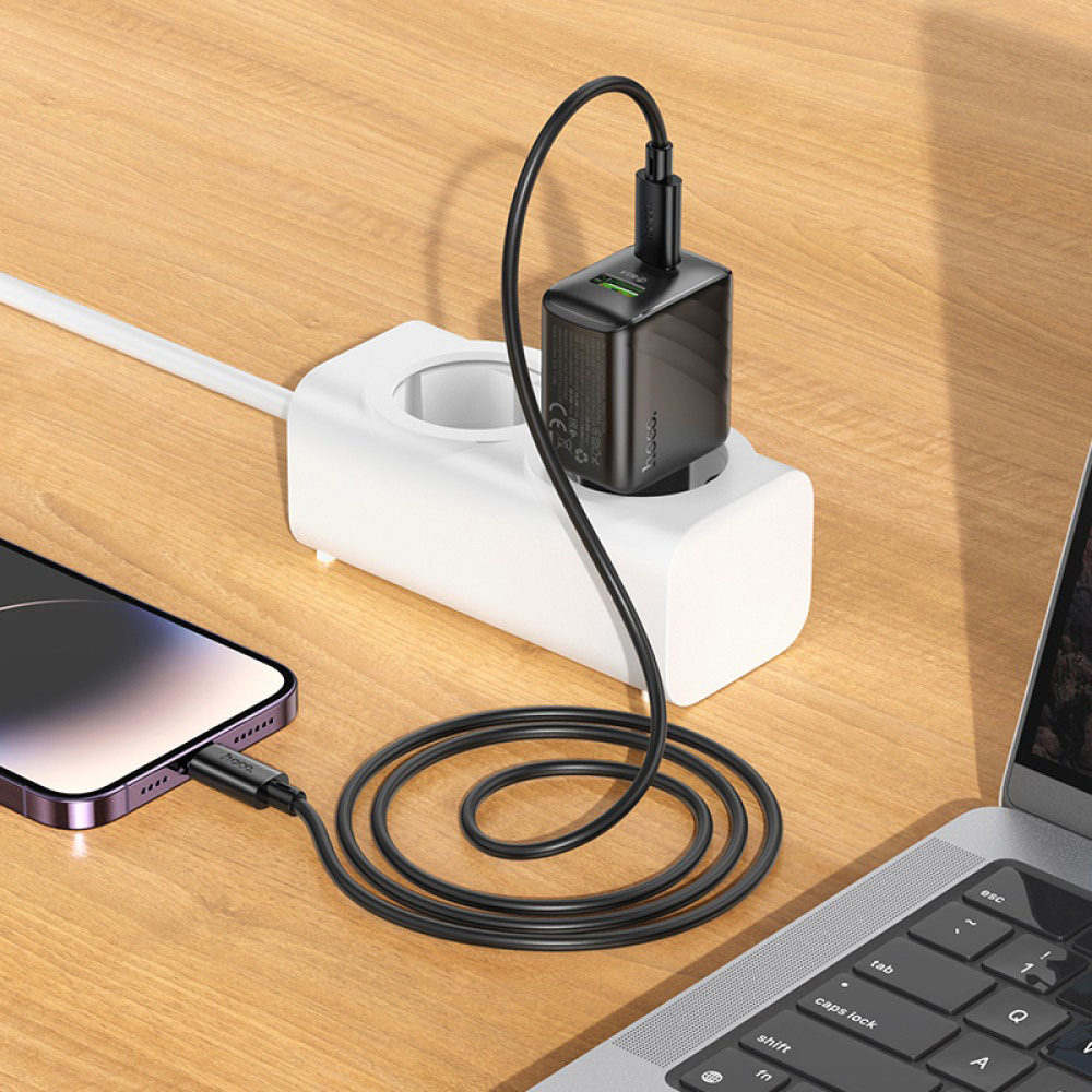 Зарядний пристрій HOCO CS25A Rico 1xUSB-C, 1xUSB-A, PD20W, QC3.0 Black (6942007639781)