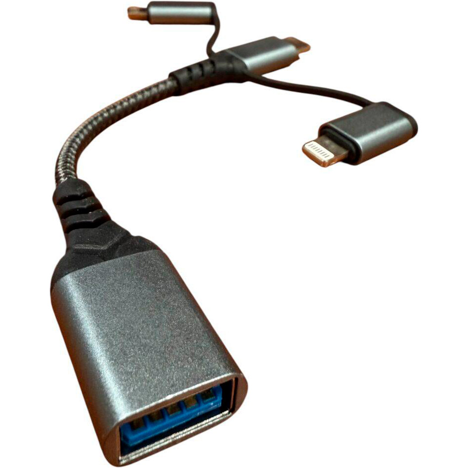Адаптер OTG XOKO AC-155 3-in-1 USB-A Female to Type-C/Lightning/Micro-USB Male Gray (XK-AC-155)