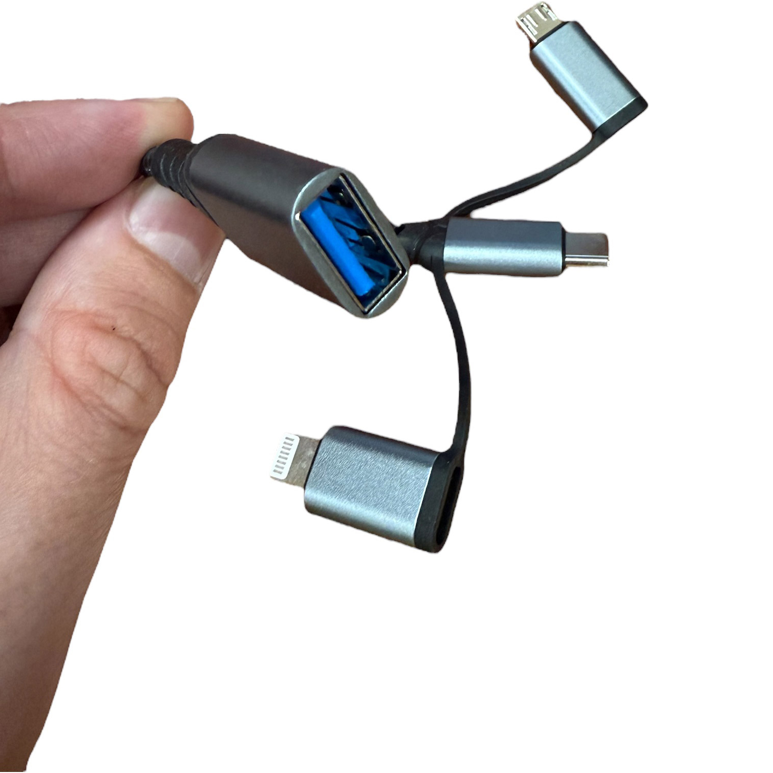 Адаптер OTG XOKO AC-155 3-in-1 USB-A Female to Type-C/Lightning/Micro-USB Male Gray (XK-AC-155)