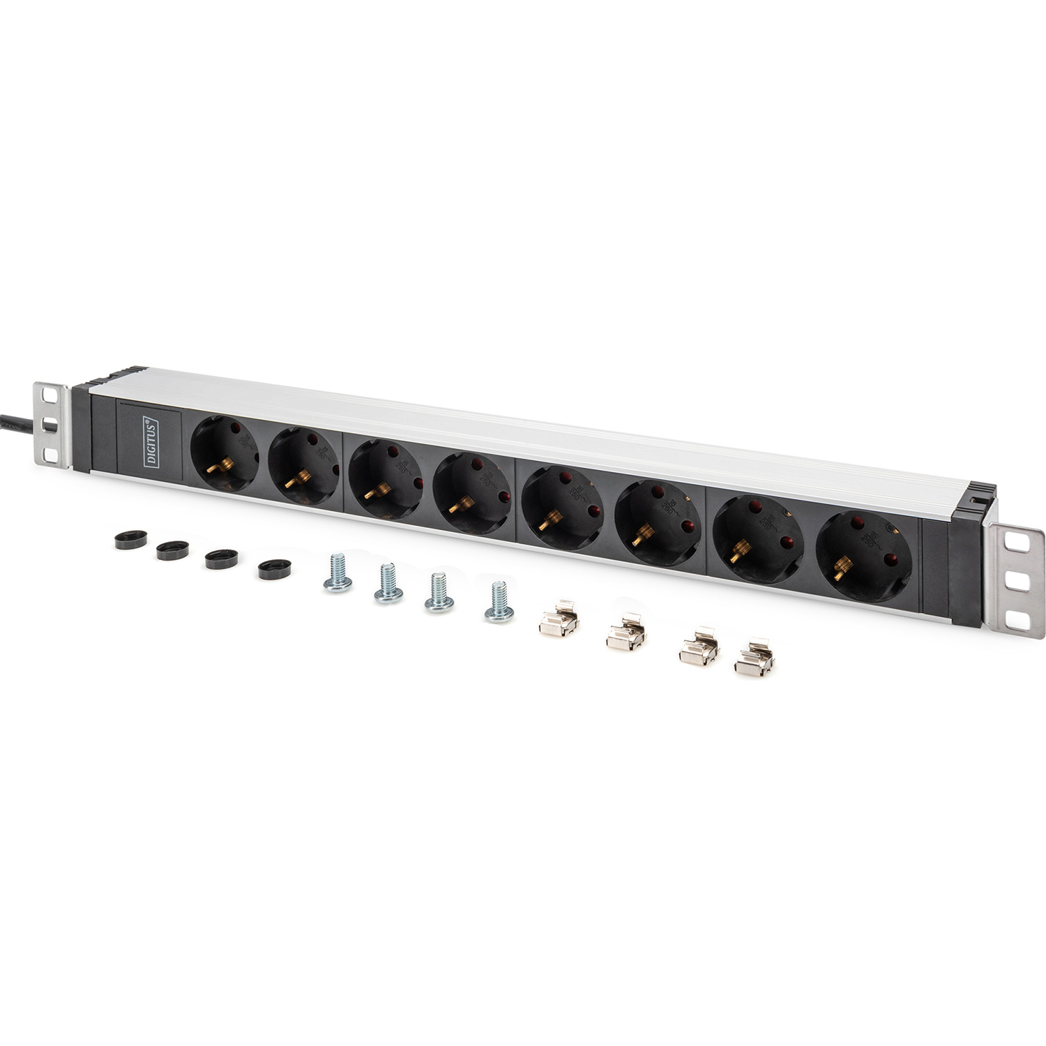 Блок розеток DIGITUS 19", 1U, 8xSchuko, 16А, без выключателя, 2м (DN-95428)