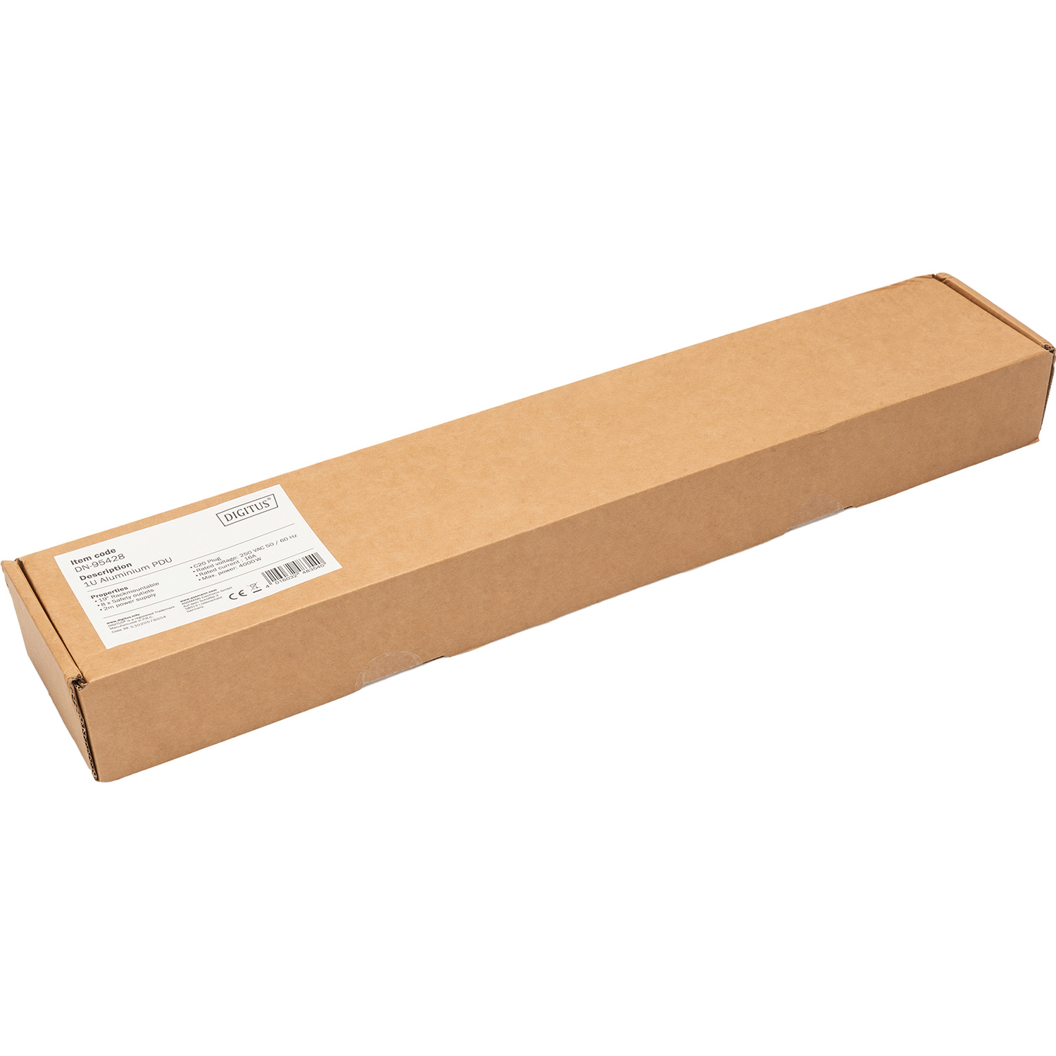 Блок розеток DIGITUS 19", 1U, 8xSchuko, 16А, без выключателя, 2м (DN-95428)