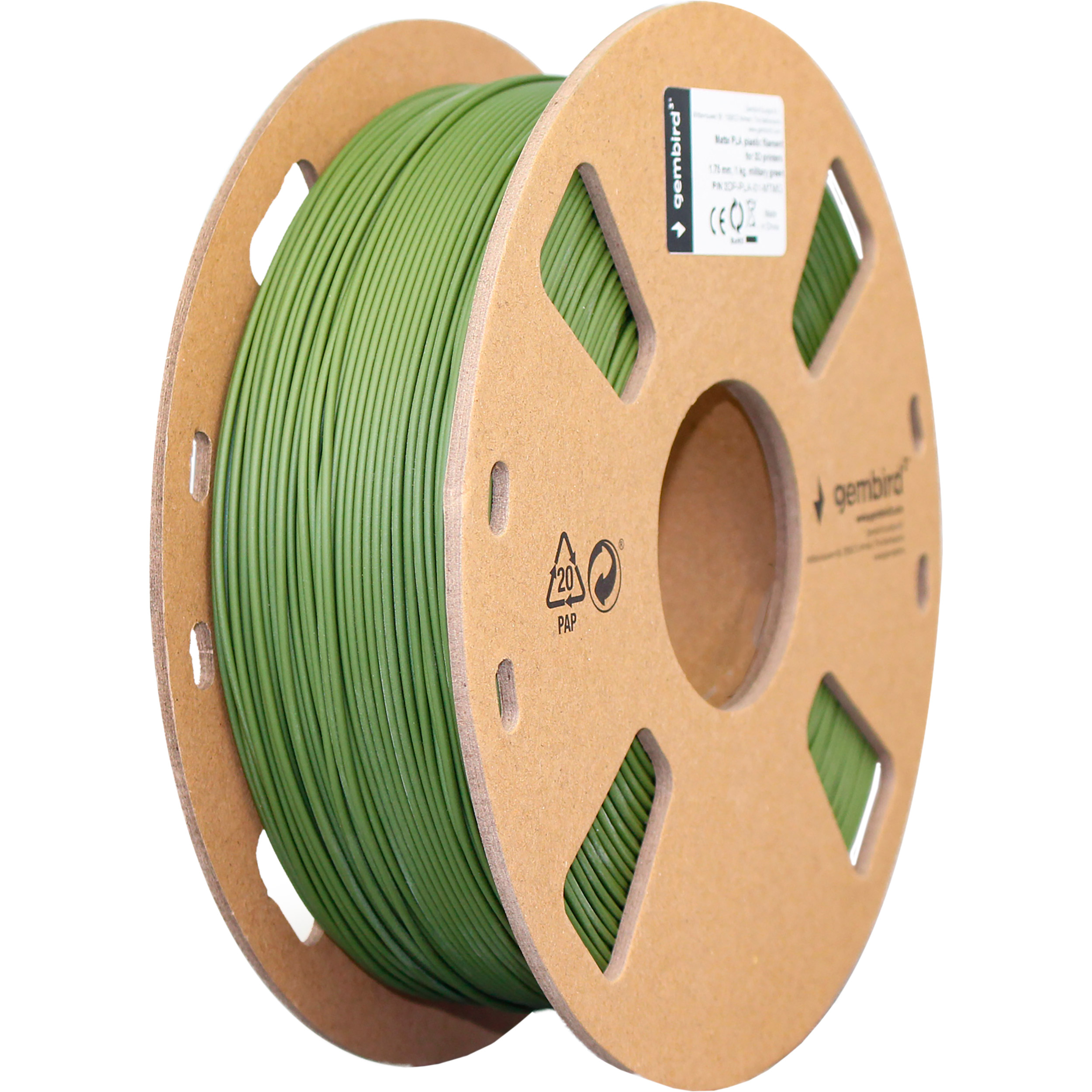 Пластик (филамент) для 3D принтера GEMBIRD PLA Matte 1.75mm, 1кг, Military Green (3DP-PLA-01-MTMG)