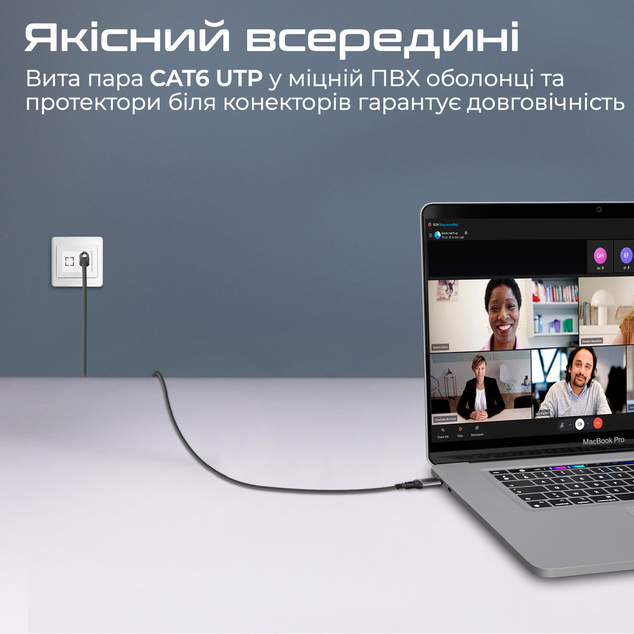 Сетевой адаптер PROMATE CLink-RJ45 High-Speed USB-C to Gigabit Ethernet Cable 5m Black