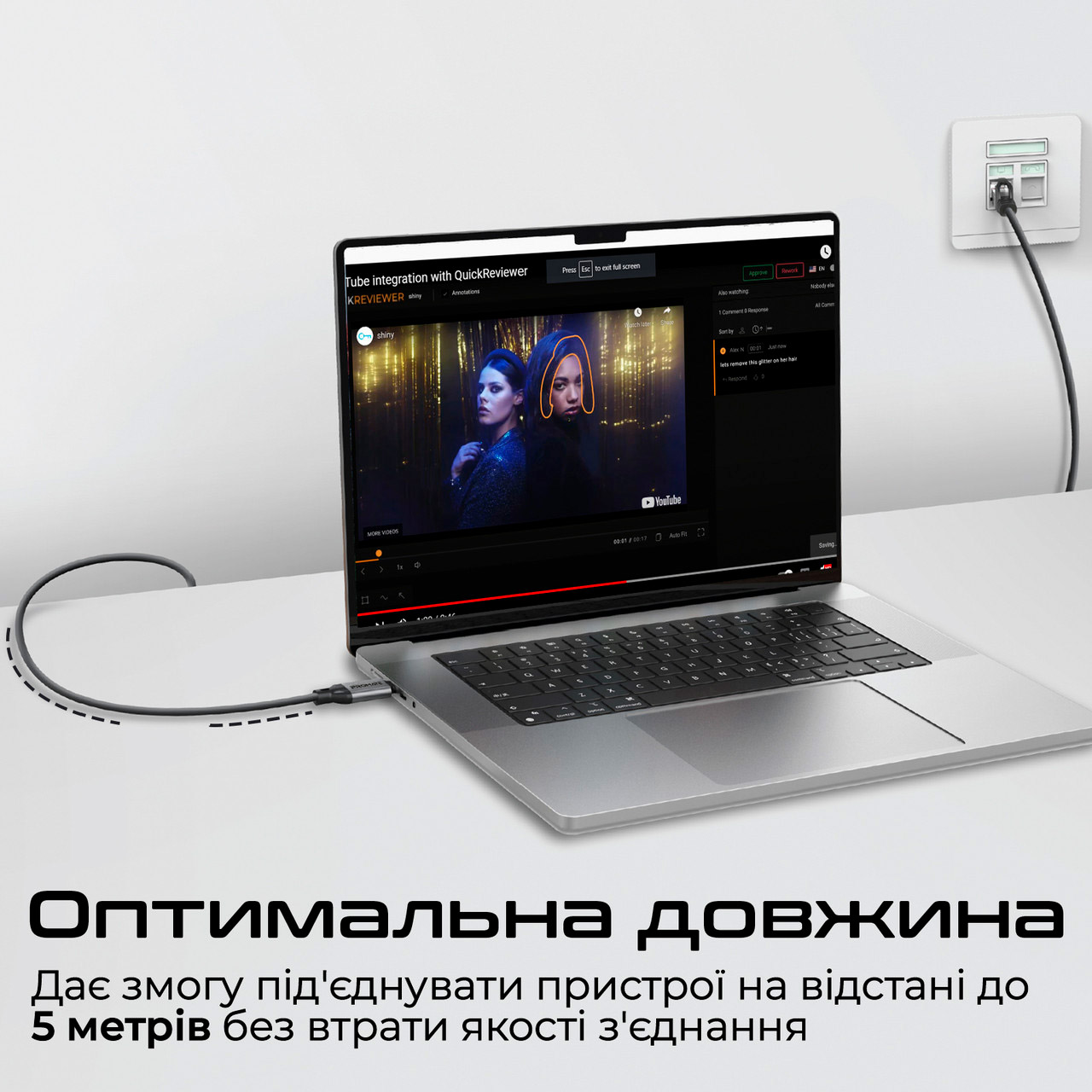 Сетевой адаптер PROMATE CLink-RJ45 High-Speed USB-C to Gigabit Ethernet Cable 5m Black