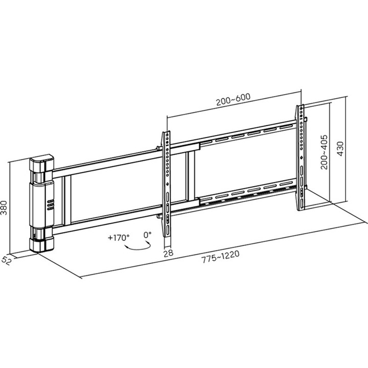 Крепление настенное для ТВ моторизованное HISMART HS083984 32"-75" Black
