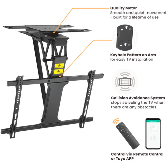 Крепление потолочное для ТВ моторизованное HISMART HS083977 32"-75" Black