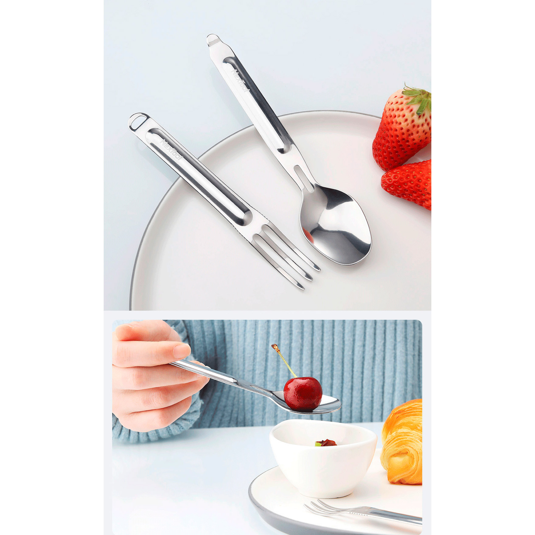 Набір дорожніх столових приладів NEXTOOL Portable Stainless Steel Tableware (NE20133)