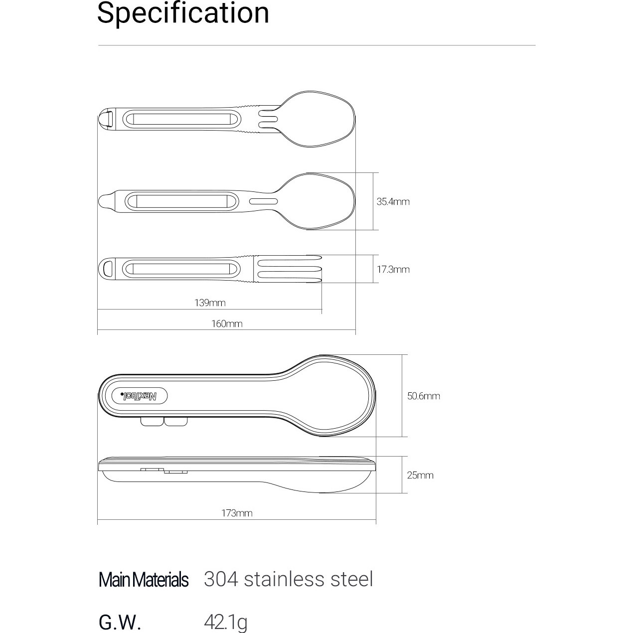 Набір дорожніх столових приладів NEXTOOL Portable Stainless Steel Tableware (NE20133)
