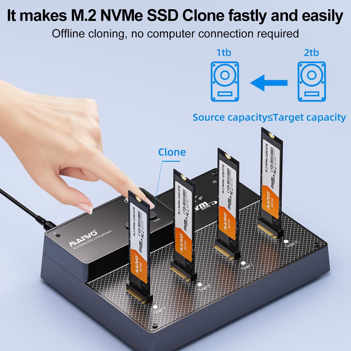 Док-станция для подключения и клонирования M.2 MAIWO K3015P4 NVMe PCIe M.2 to USB4