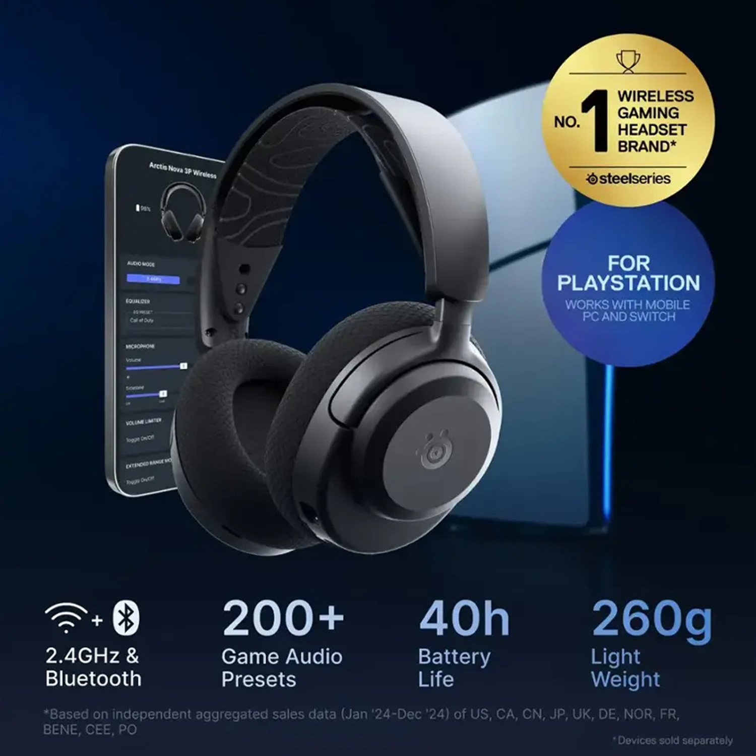 Наушники геймерские STEELSERIES Arctis Nova 3P Wireless Black (61686)