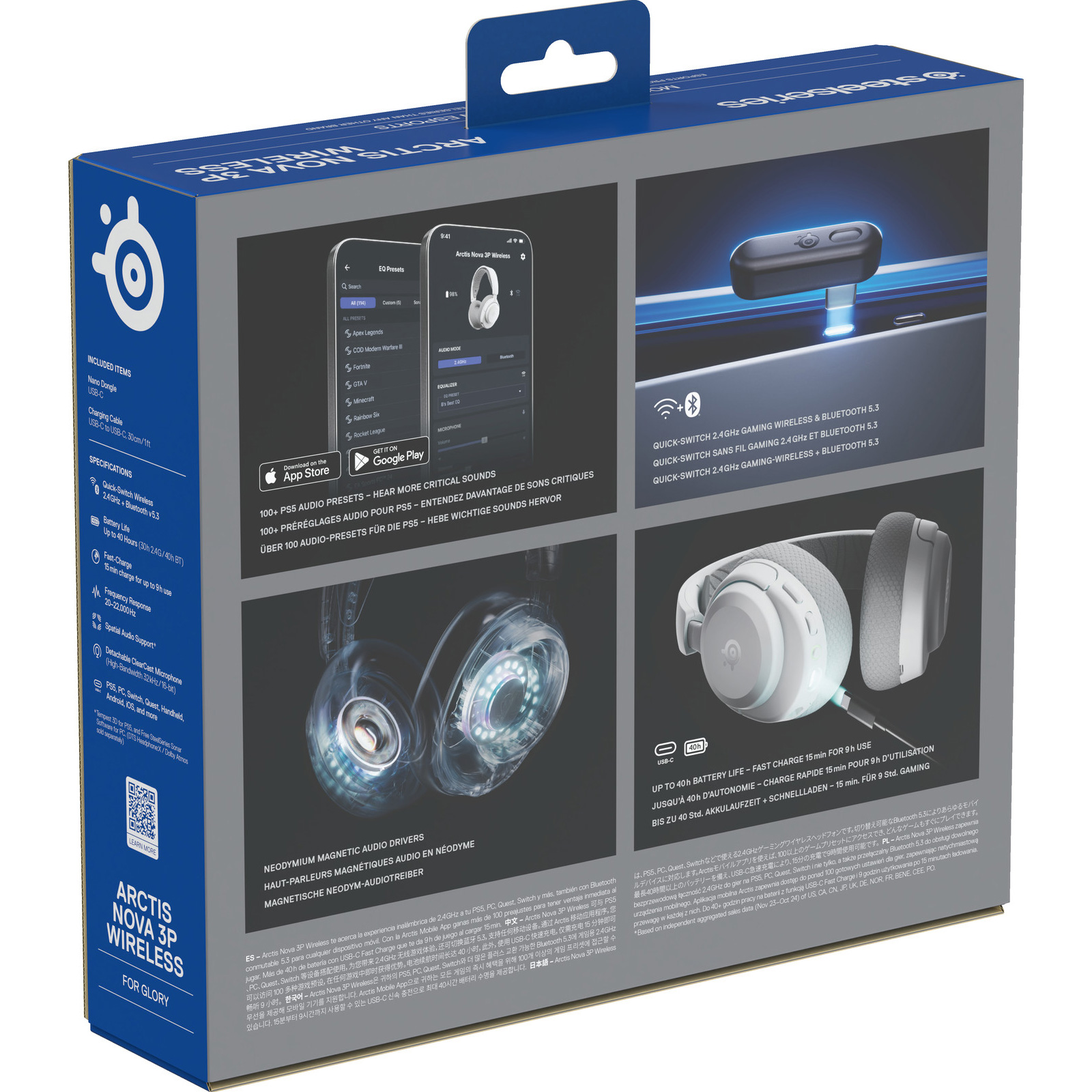 Наушники геймерские STEELSERIES Arctis Nova 3P Wireless White (61687)