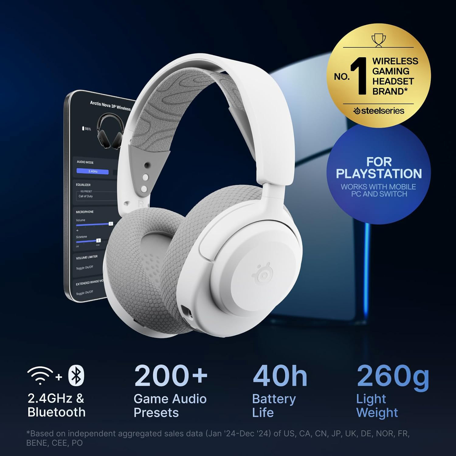 Наушники геймерские STEELSERIES Arctis Nova 3P Wireless White (61687)