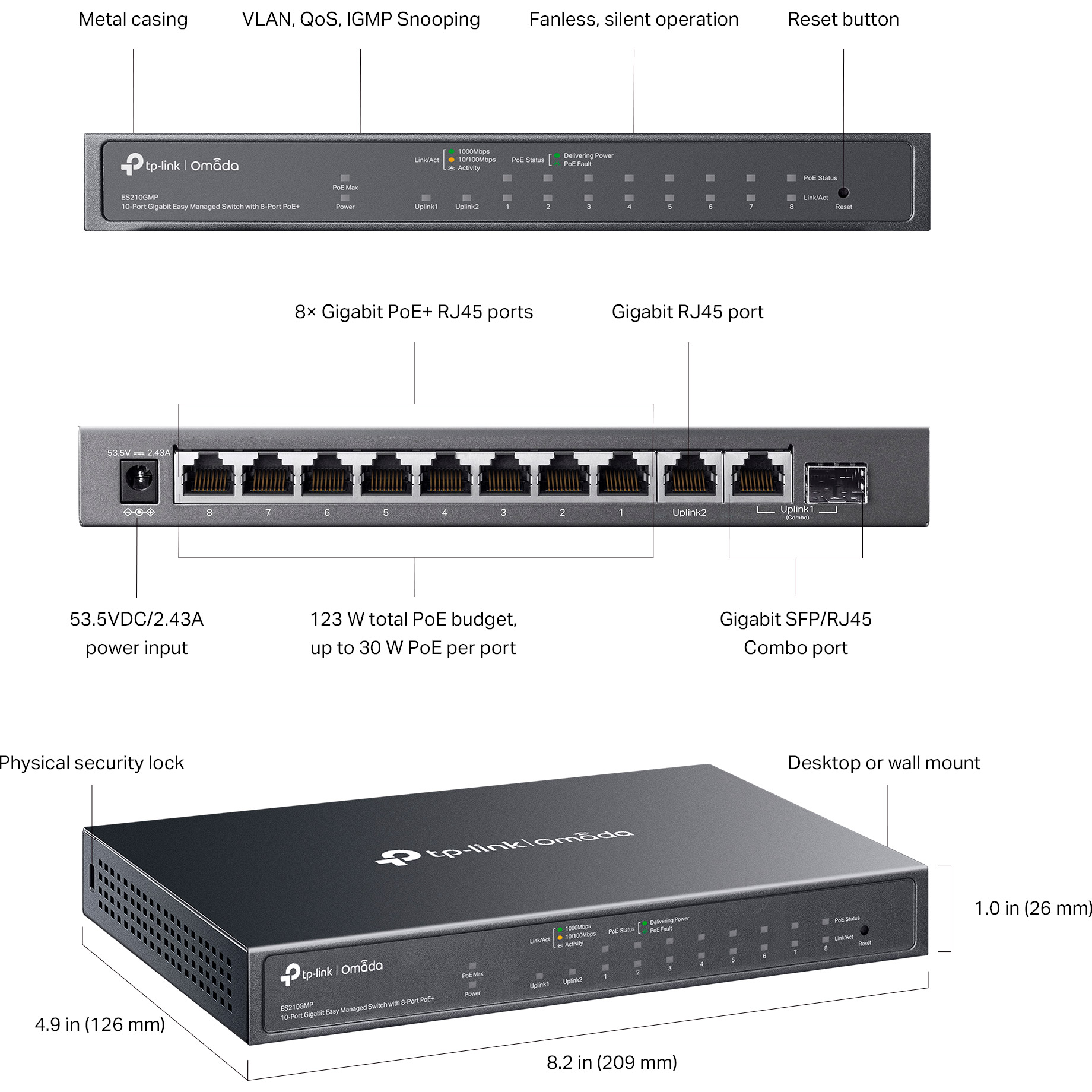 Комутатор TP-LINK Omada ES210GMP