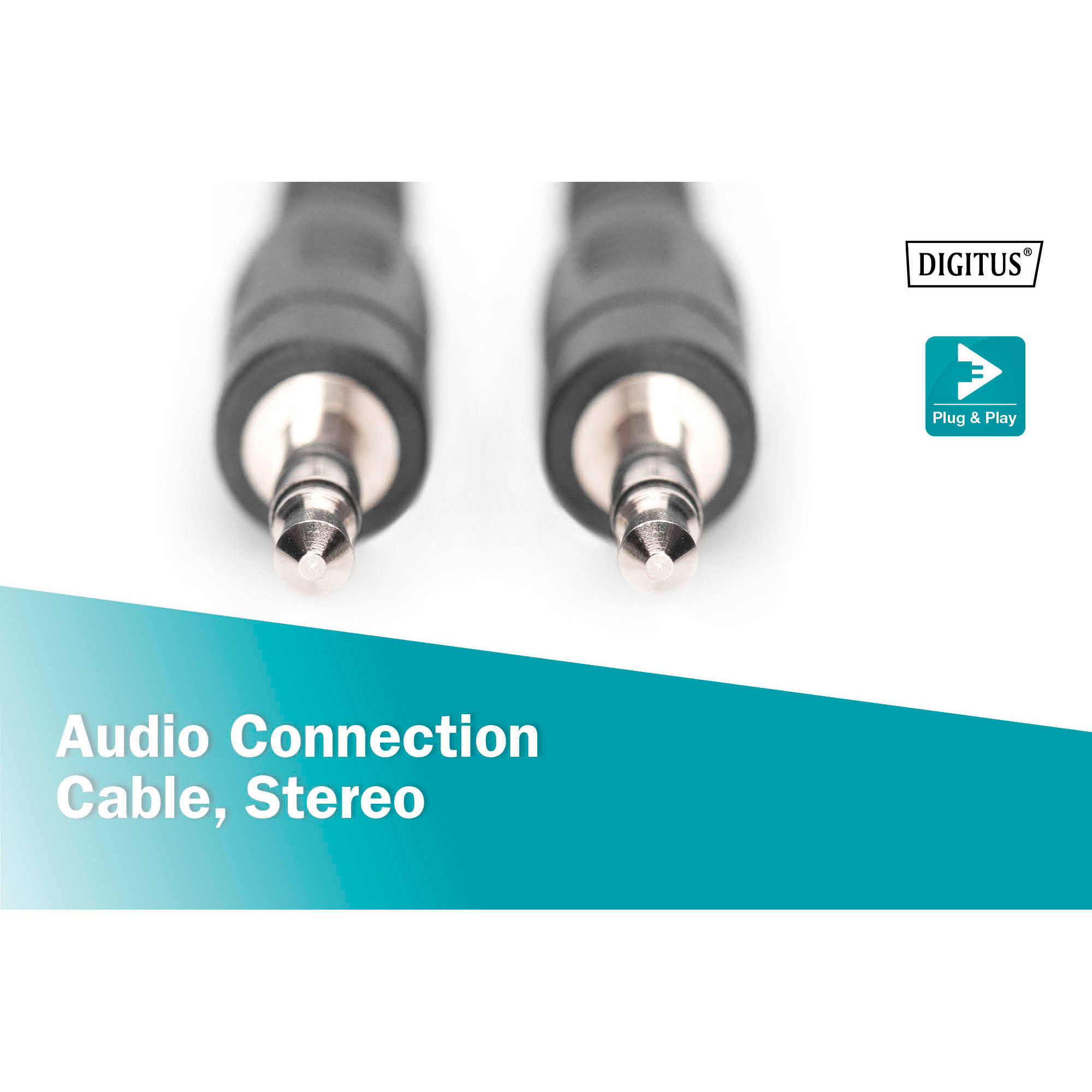 Кабель DIGITUS Audio Connection Cable mini-jack 3.5mm 2.5м Black (AK-510100-025-S)