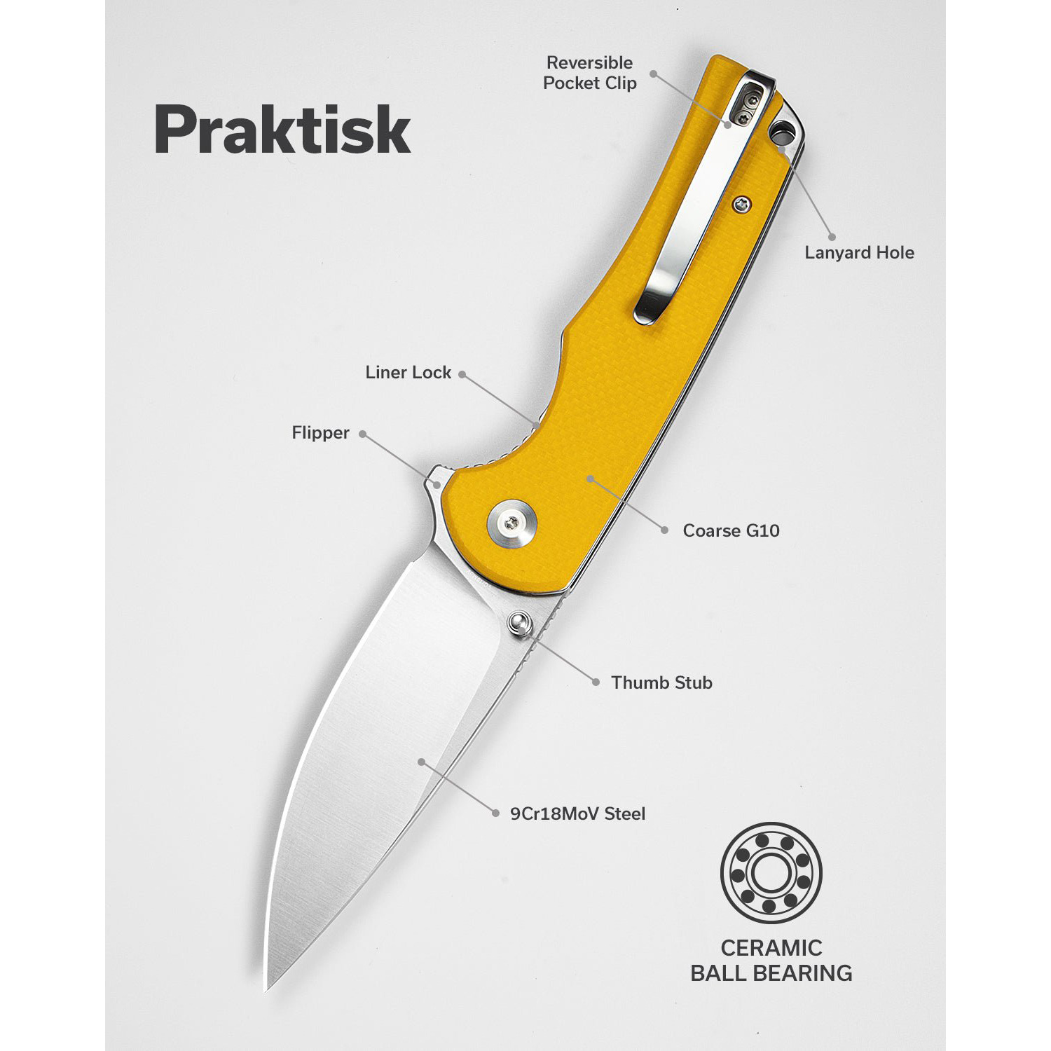 Складаний ніж SENCUT Praktisk Yellow Coarse G10 Handle (S24019-2)