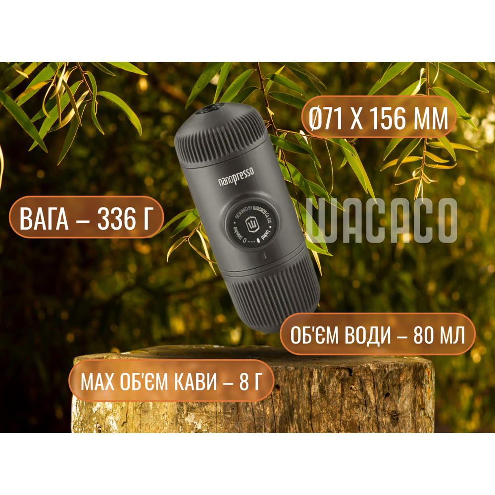Портативна кавоварка WACACO Nanopresso w/capsule adapter Gray