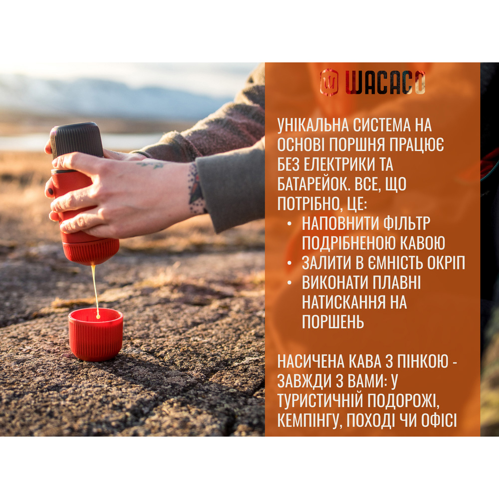 Портативна кавоварка WACACO Nanopresso w/case Red