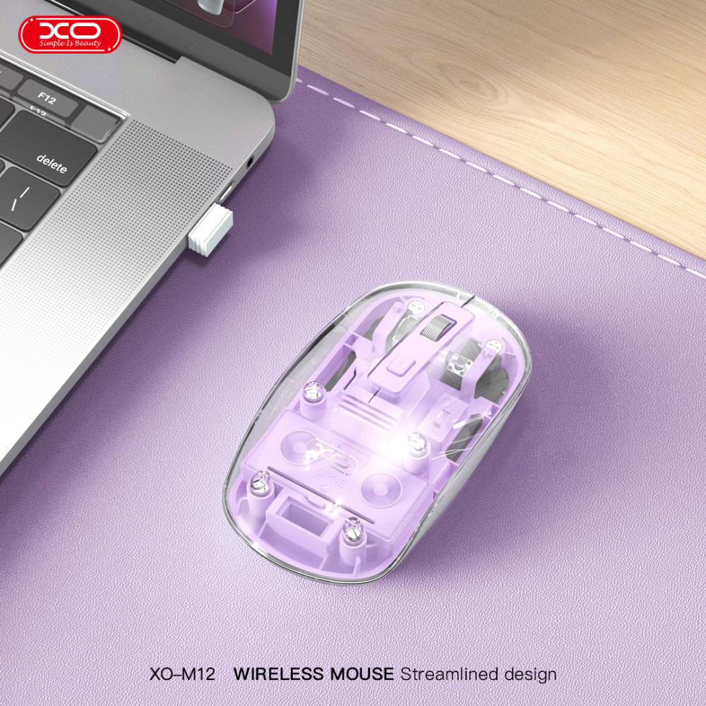 Миша XO M12 Transparent Purple