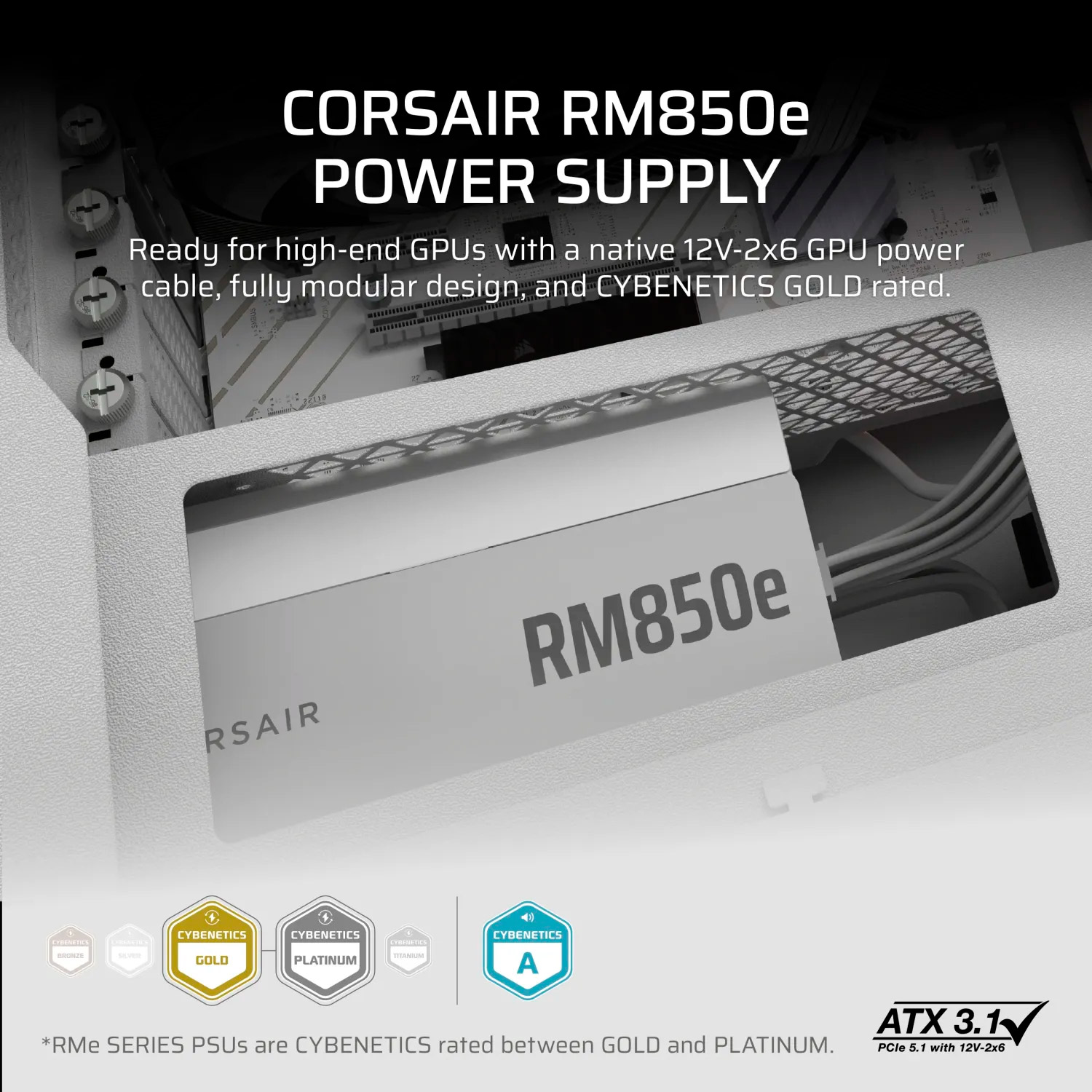 Блок питания 850W CORSAIR RM850e ATX 3.1 White (CP-9020293-EU)