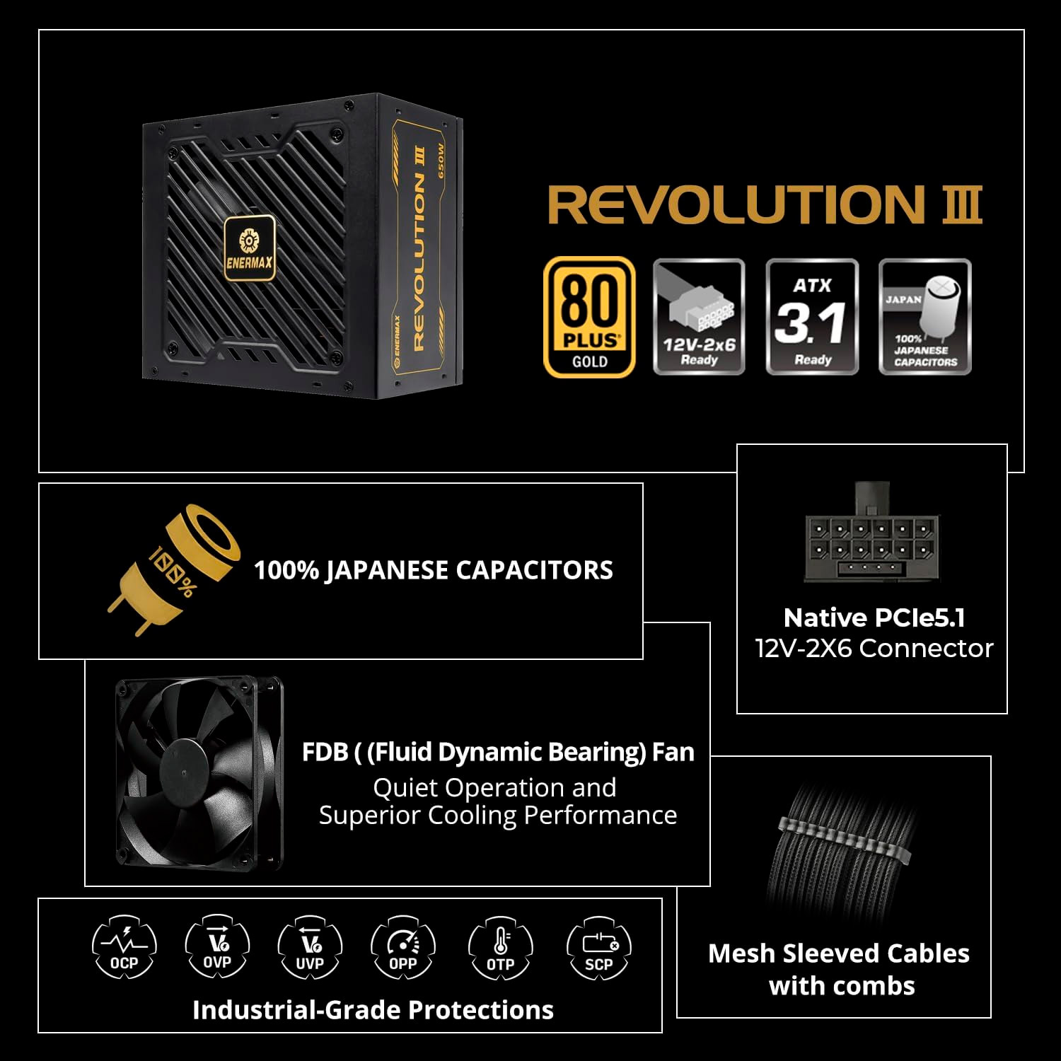 Блок живлення 650W ENERMAX Revolution III (ERV650G-AHG-MAC)