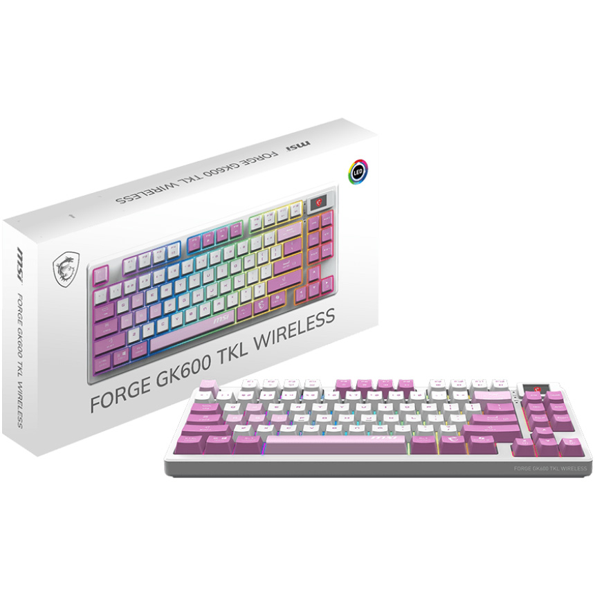 Клавиатура беспроводная MSI Forge GK600 TKL Mechanical Linear Switch Violet