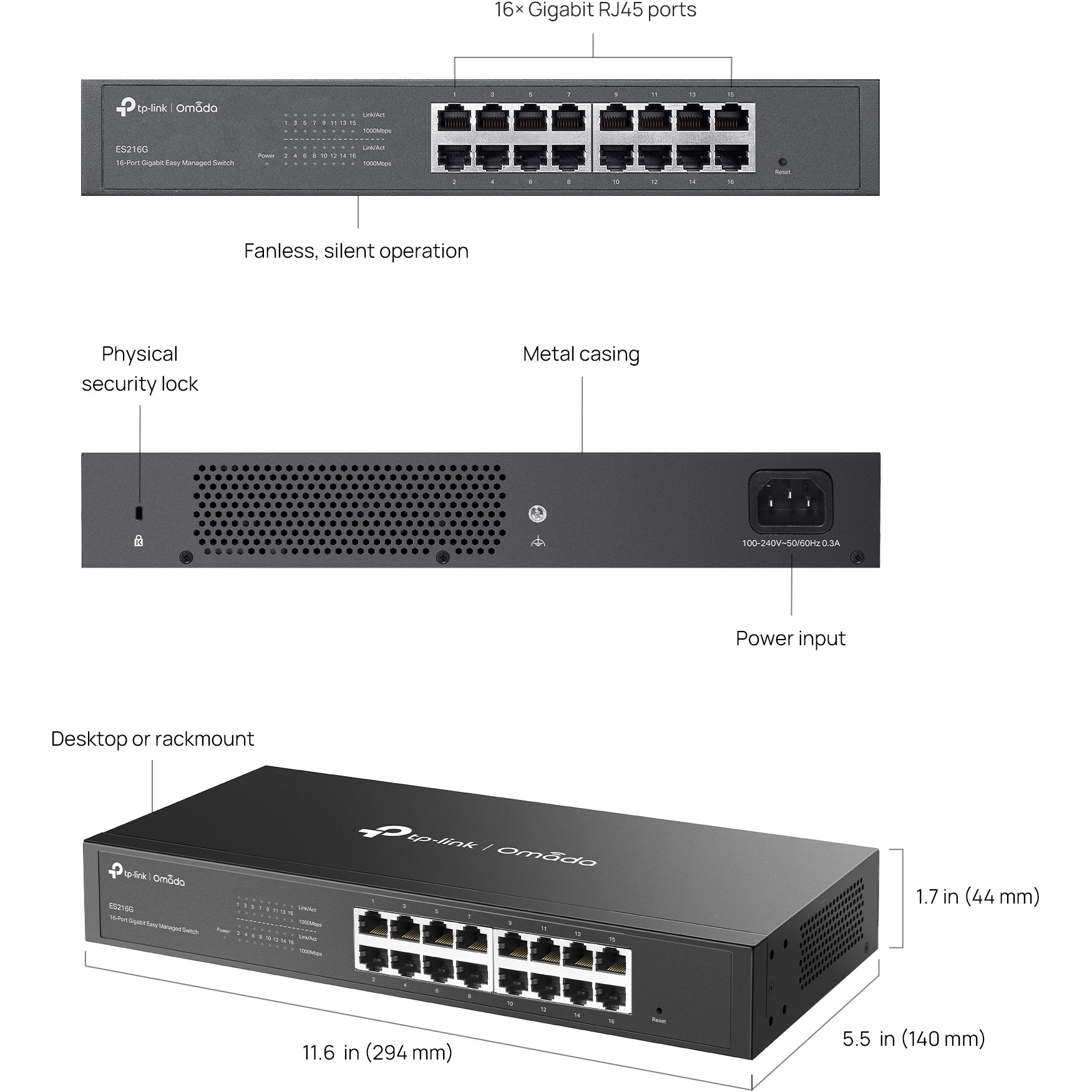 Коммутатор TP-LINK Omada ES216G