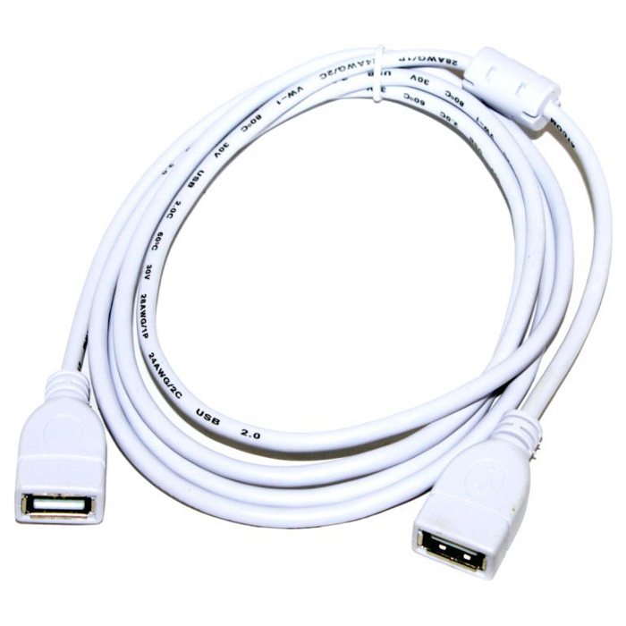 Кабель ATCOM USB2.0 AF/AF 1.8м White (15647)