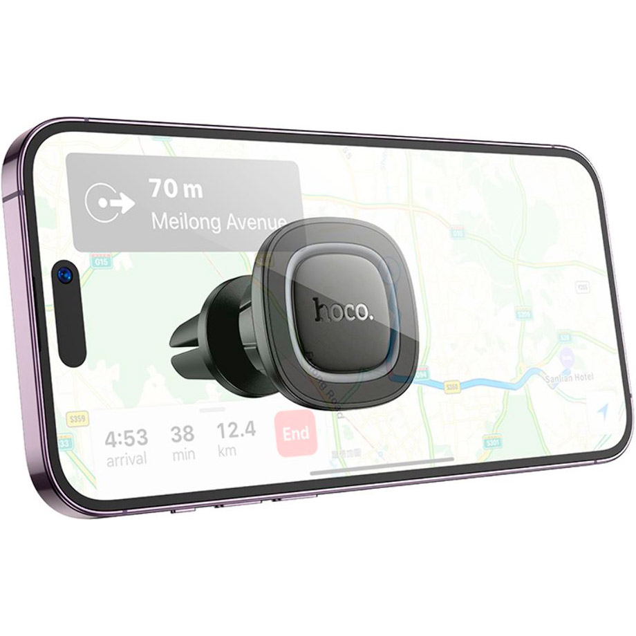 Автотримач для смартфона HOCO H72 Crown Magnetic Car Holder Air Outlet Black Metal Gray